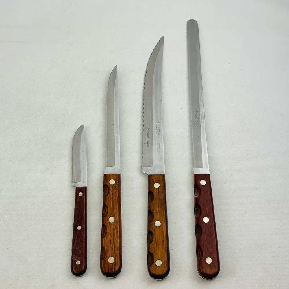 Case Cutlery 4 Knife Set Miracl-Edge Stainless Wood Paring Boning Carving Bread